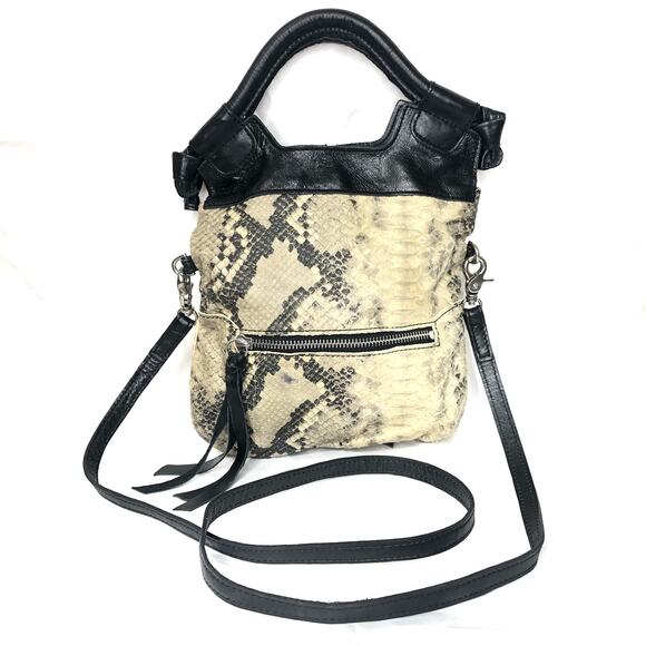 Foley + Corinna Mini Disco City Python Snake Texture Leather Tote Crossbody Bag - Picture 1 of 10